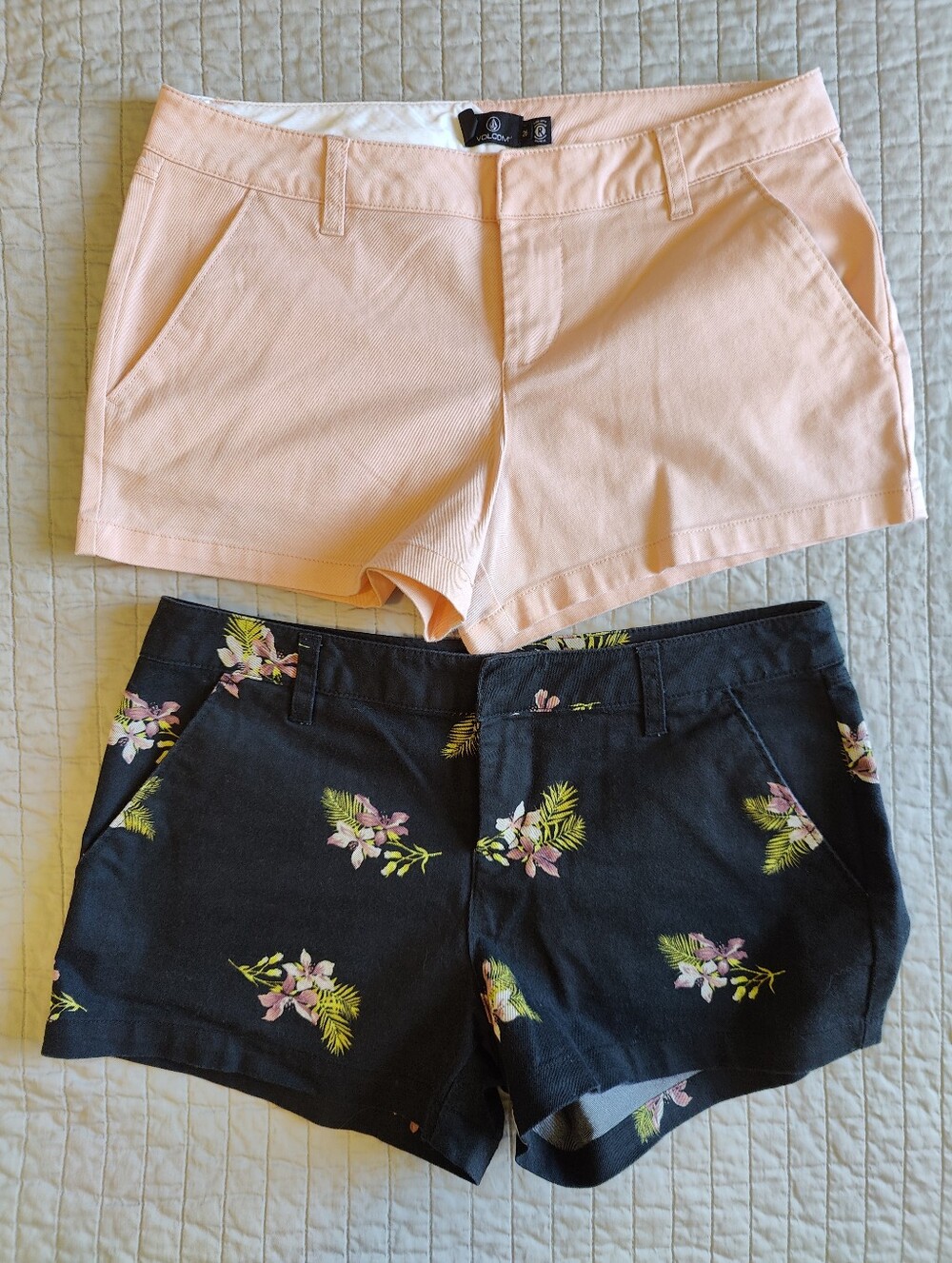 Volcom True To This Shorts (Two Pair - Peach & Black Floral)
